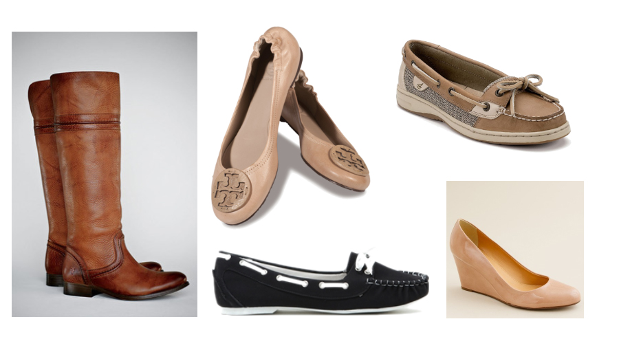 shoes, fall shoes, boots, frye, boat shoes, reva ballet flats, tory burch